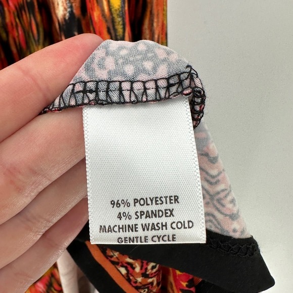 NWT Kim Rogers Orange Printed Short Sleeve Scoop Neck Godet Casual Dress Size PS - Picture 4 of 10